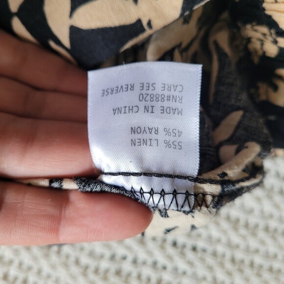 Rachel Zoe Linen Blend Wide Leg Pull On Pants w/ Side Pockets, Tropical Medi - Picture 5 of 6